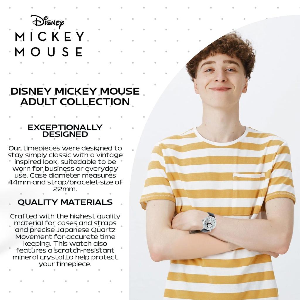 Disney W001862 Mickey Mouse Analog Display Analog Quartz Black Watch Men's