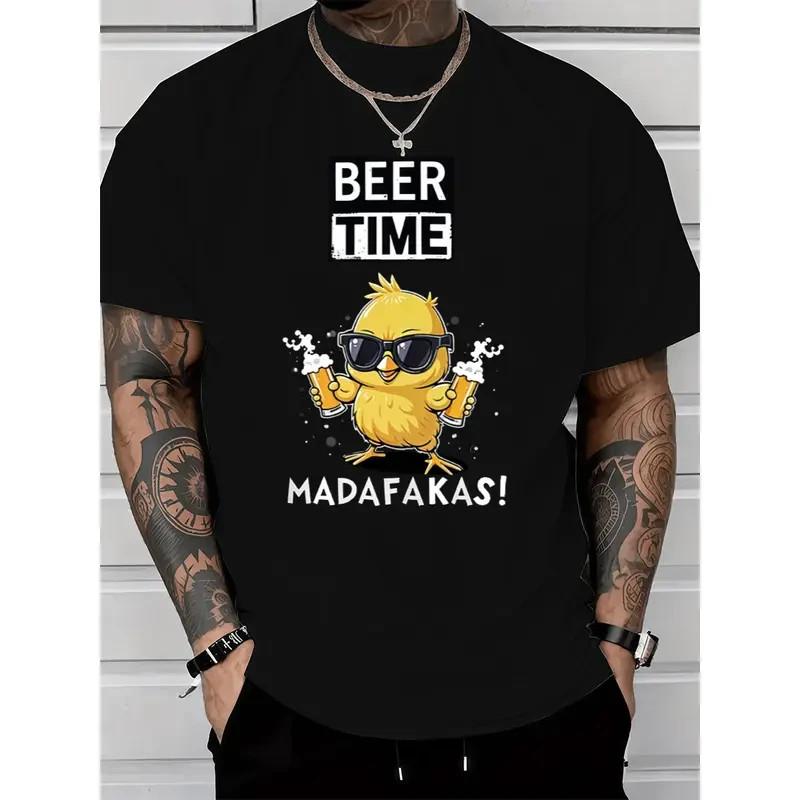 Beer Time Madafakas Funny Chicken Double Sided Graphic Drinking Party Tee XXXL