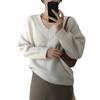 Pullover Lazy Style V-Ausschnitt Pullover Pullover Damen Lockerer Herbst und Winter Koreanischer Retro Damen Strickpullover