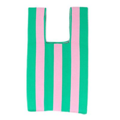 Mitas Mini Tote Bag, A-Stripe, Knit, Stylish, Knit Fabric, Mini Tote Bag, Large Capacity, Eco Bag, Women's and Men's, Organizer, Storage, Simple,