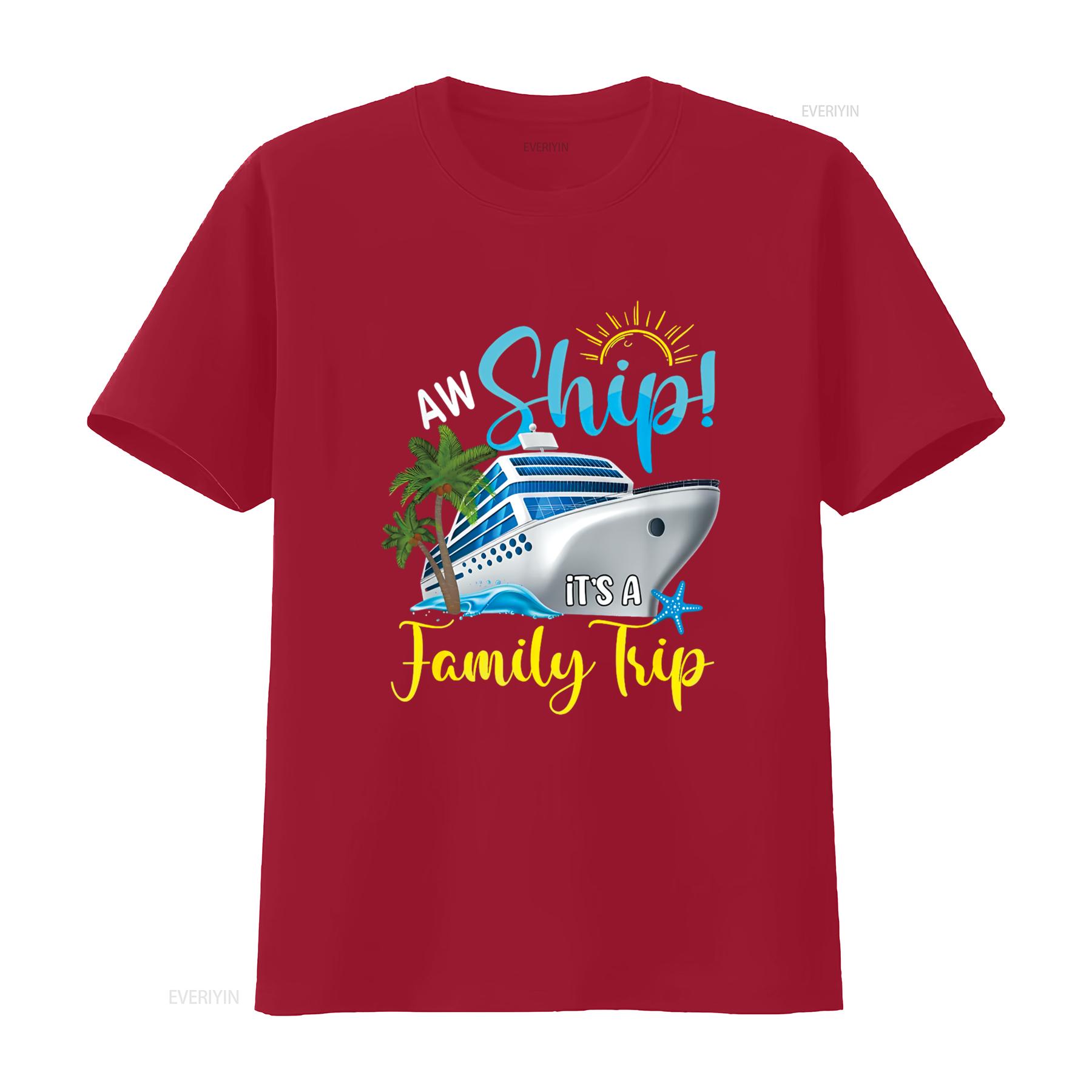 Aw Ship It s A Family Trip Vacation Cruise Lover Matching T Shirt vintage Washed designer clothes Top For Everyday Wear S