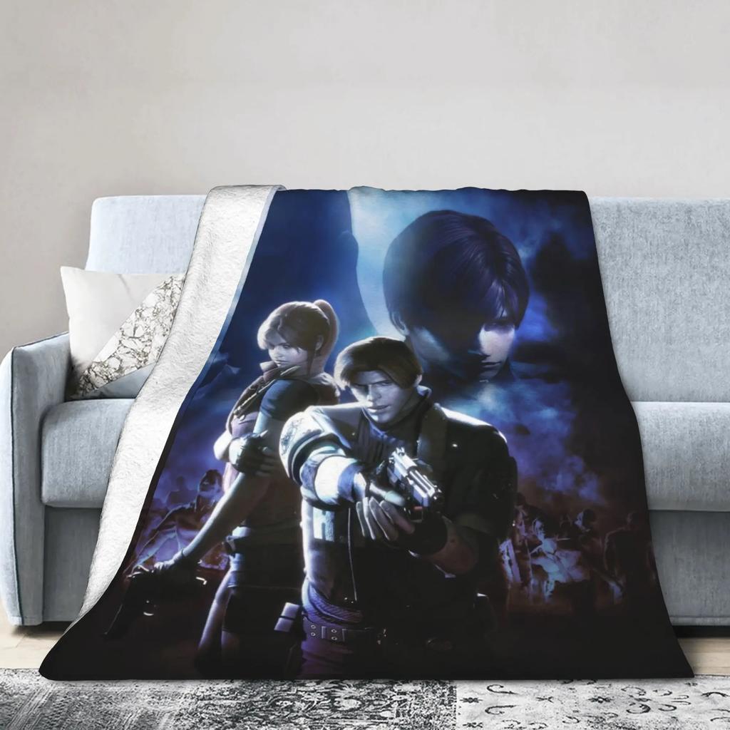 Leon S Kennedy Resident Evil Warm Soft Plush Throw Blanket for Kids and Adults Funny Flannel Bedspread for Sofa Bed Cover