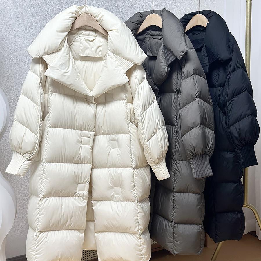Women Down Long Jacket Autumn Winter Warm Casual Over Size Loose Outwear Soft Comfortable Fashion Coat