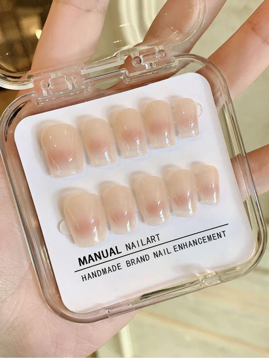 

Handmade Wearing Pure Armor Nail Enhancement Patch Powder Whitening Blusher Super Short,XS