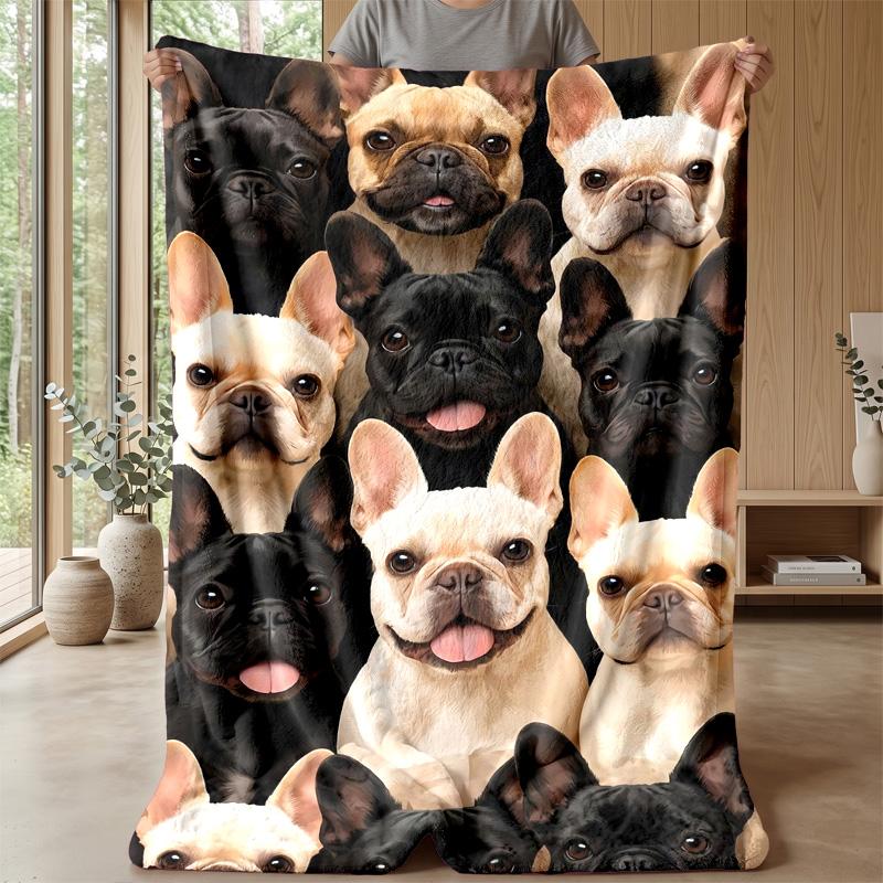 Group of Cartoon Dogs Theme Blanket Lightweight Warm Flannel Blanket Decorative Throw Blanket for Home Decoration