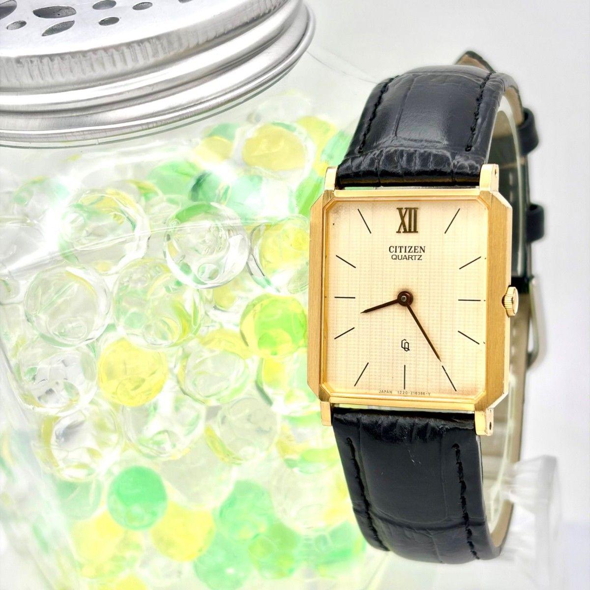 [New battery] CITIZEN Citizen men s watch gold 1220-214293 2090489 New belt