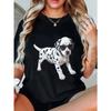 Dalmatian Puppy with Sunglasses Printed Black Women's Short-Sleeve T-Shirt