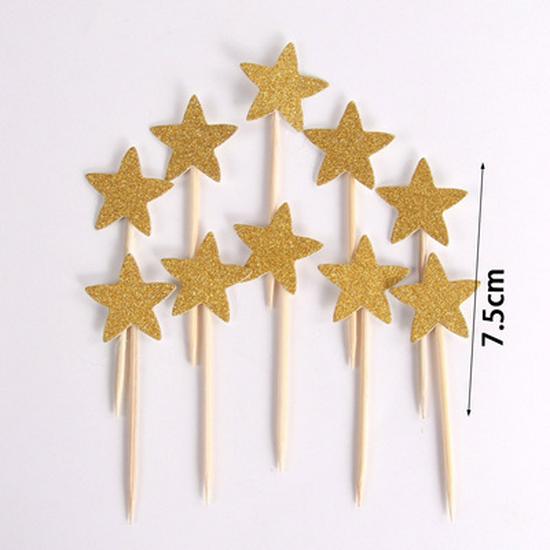 Cake Decoration Five-Pointed Star & Heart Toppers for Birthday Desserts