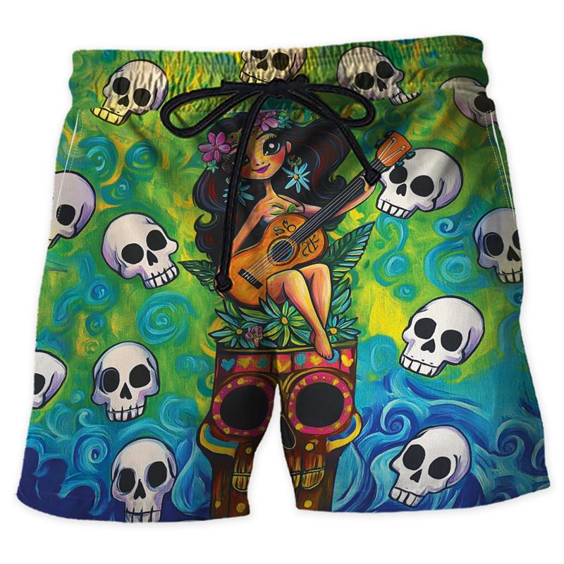 Fashion Tiki Graphic Beach Shorts For Men Summer Casual Holiday Vacation 3D Printed Short Pants Loose Harajuku Kids Swim Trunks