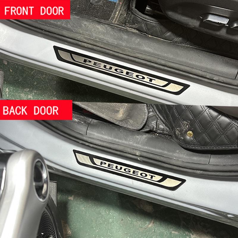 Peugeot 208/308/4008/508/201/301/2008 Ultra-thin Door Sill Scuff Plates with Logo
