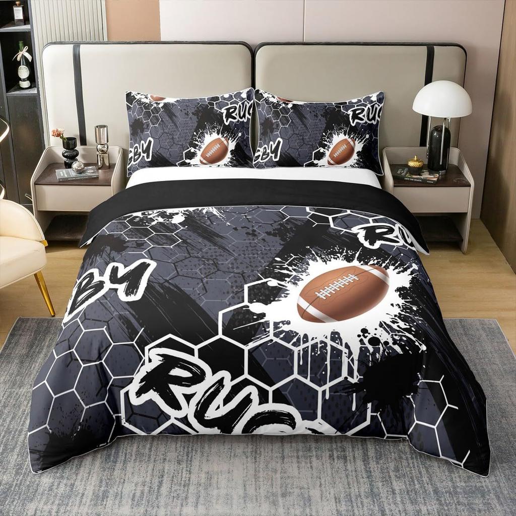 Rugby American Football Sports Quilt Cover Bedding 3D Printing Three-Piece Home Textile