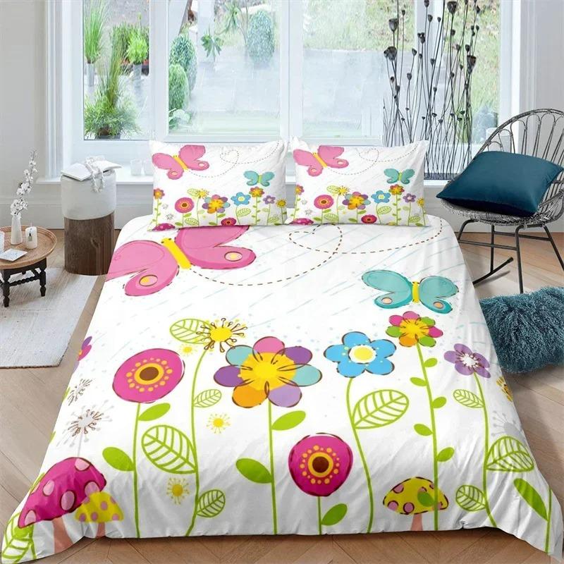 Rustic Flower White Bedding Set Microfiber Tree Leaves Floral Duvet Cover Set 3D Print Quilt Cover With Pillowcases Room Decor