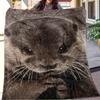 Cute Otter Portrait Blanket 2D Printed Soft Cozy Brown Natural Flannel Throw Blanket for Sofa Bed Living Room Warm Blanket Gift