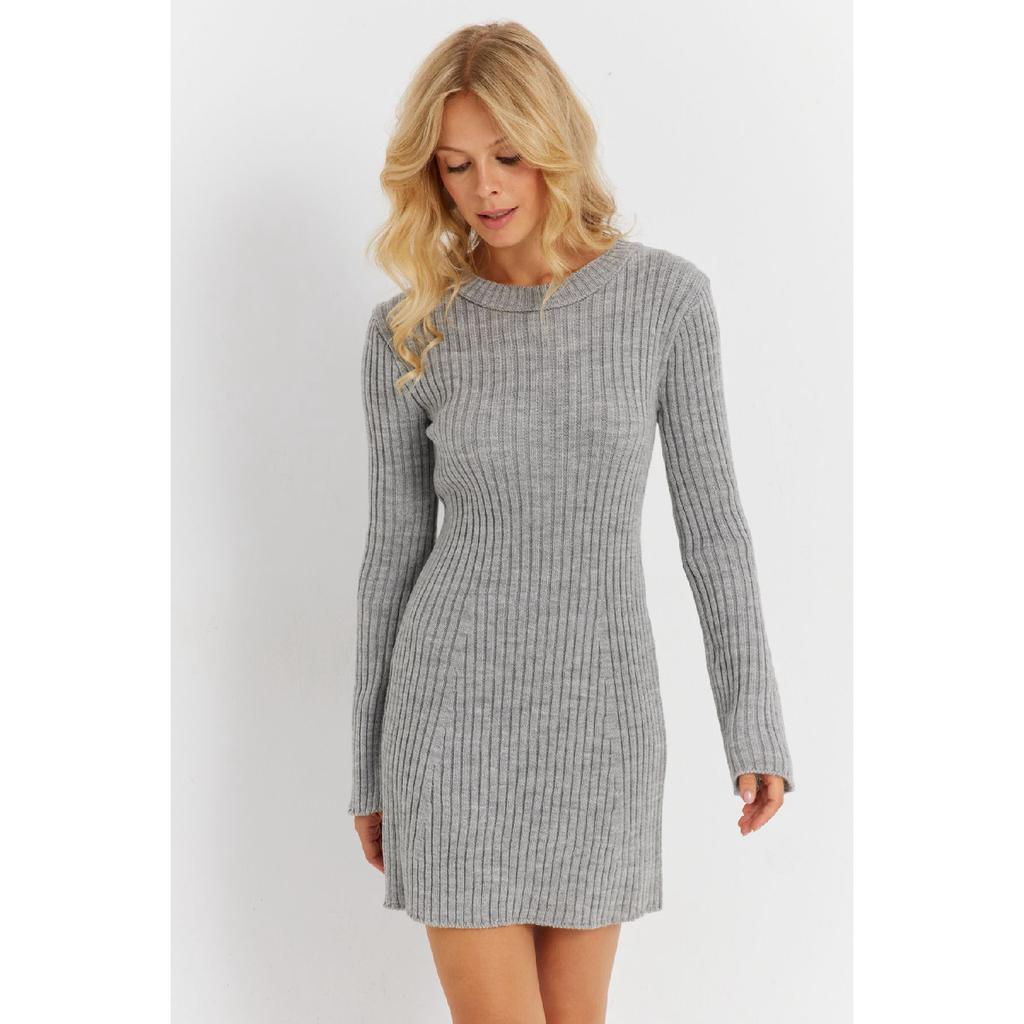 Women's Burgundy Spanish Sleeve Knitwear Mini Dress Yv273