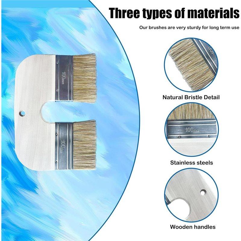 For Limewash Brush-4-Inch Natural Bristle U-Shaped Double Bristle For Painting On Brick& Interior Wall Surfaces