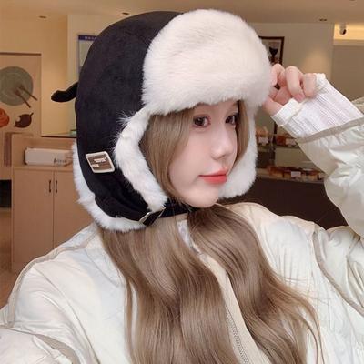 Outdoors Plush Bomber Hat Thick Warm Ushanka Fur Hat Windproof Earflap Bonnet for Men Women