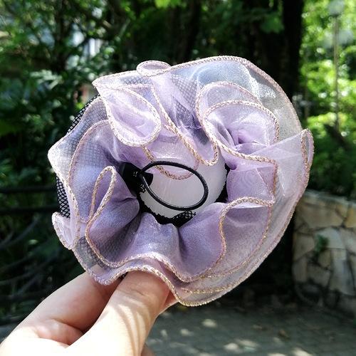 New Children's Ballet Dance Ball Hair Net Cover Girl Snow Gauze Lace Updo Hair Net Hood Flower Drawstring