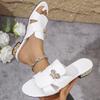 2025 Women's Summer New Flat Sandals Sexy Luxury Slippers Square Toe Flip Flops Casual Beach Flats Fashion Open Toe Heel Sandals