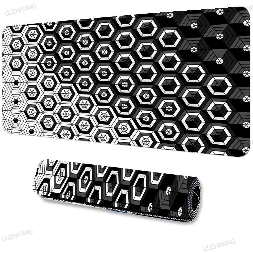 Schwarz-Weiß Textur Mauspade Esports Büro Laptop Schreibtischmatte Spielzubehör Mauspade XXL Rutschfest HD Gaming Lange Schreibtischmatte