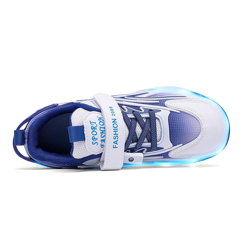 Kids Glowing Sneakers Rubbing Shoes Charging and Disassembling Four Wheels Slide Shoes LED Kids Glowing Sneakers