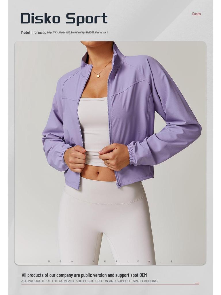 Damen Quick-Dry Stehkragen Yoga Jacke - Leicht, Winddicht, Langarm für Laufen & Outdoor Fitness.