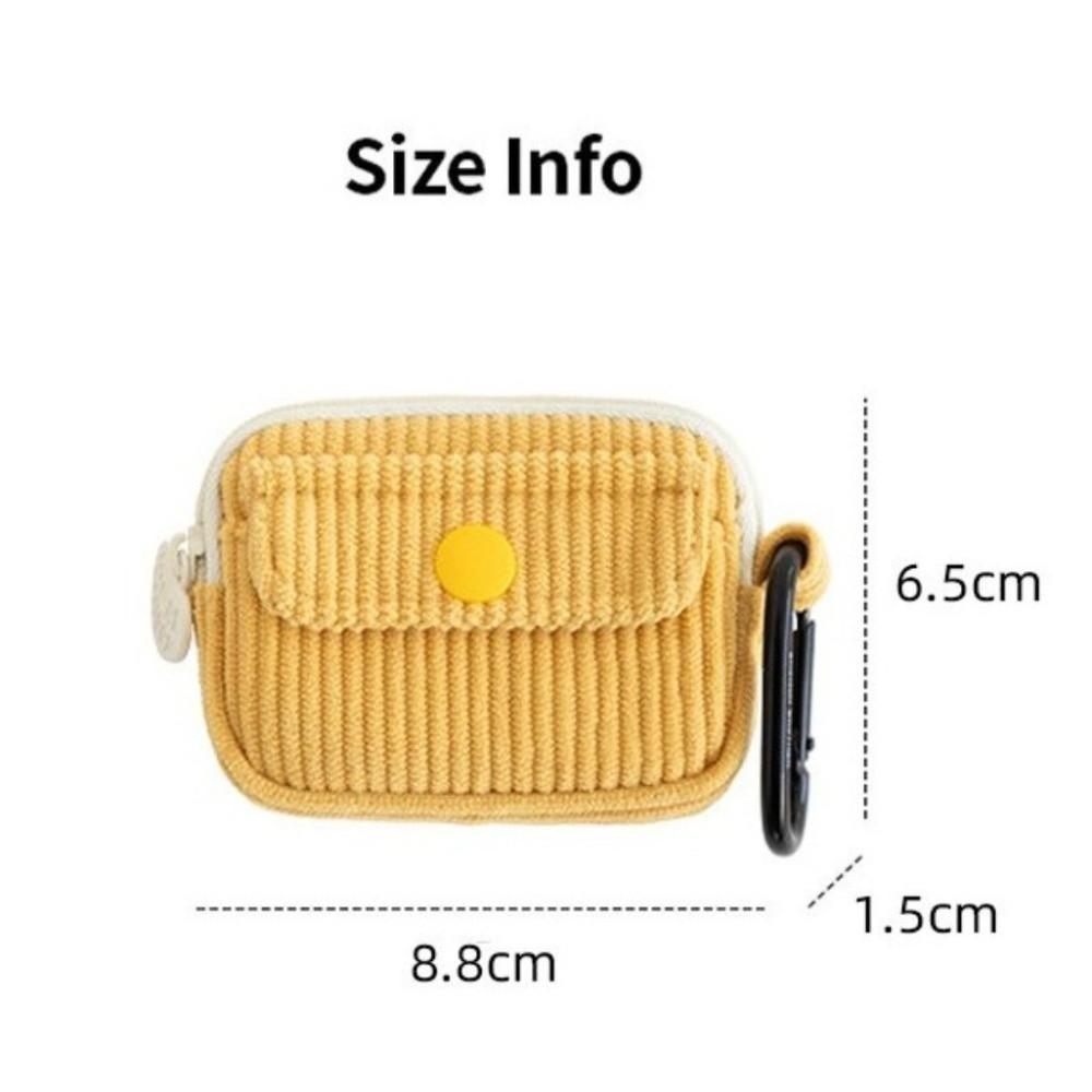 Cute Solid Color Earphone Storage Bag Multi Layer Corduroy Coin Purse Multifunctional with Zipper Storage Bag Daily Use