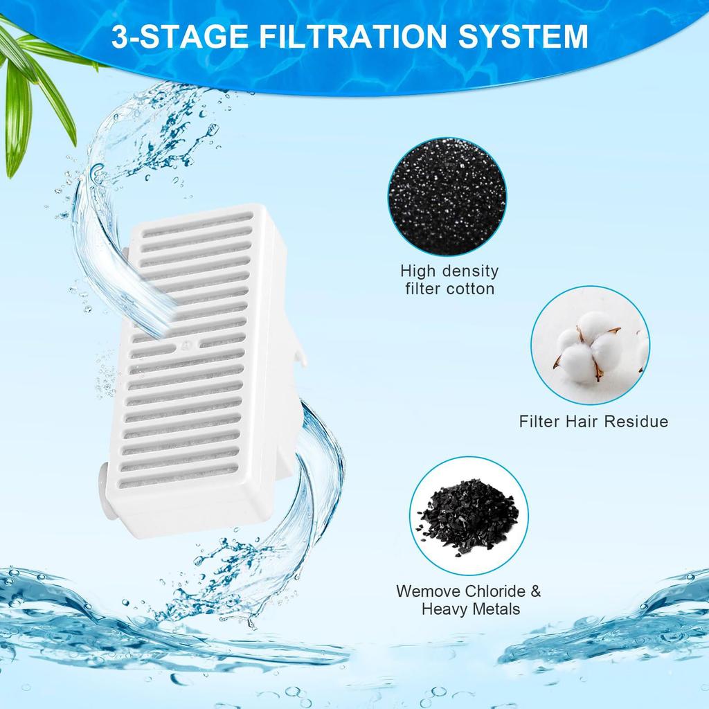 Pack Of 2 T Shaped Suction Cup Cat Water Fountain Filters With Multi Layer Filtration For Clean Fresh Drinking Water