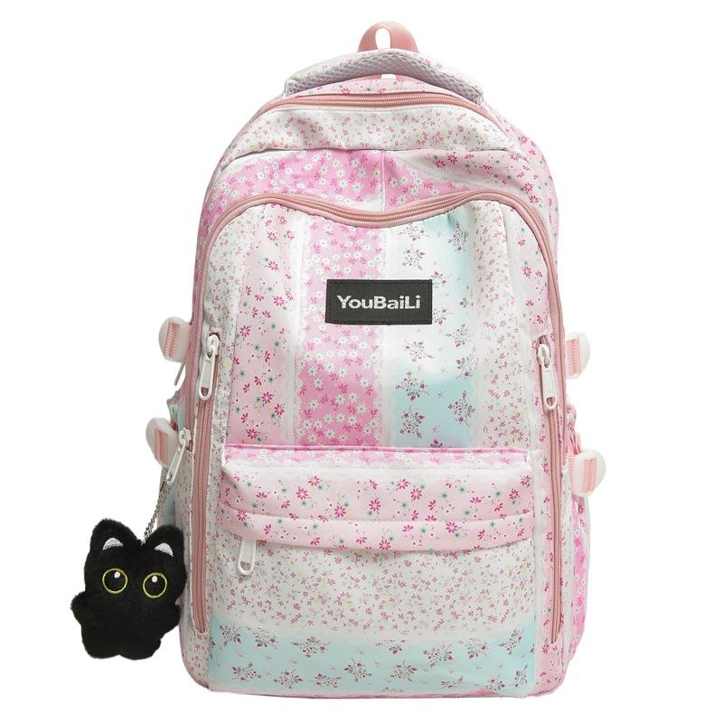 Large Capacity Student Schoolbag Girls Floral Print Backpack
