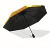Golden Sunflower Design Wall Clock, Brighten Your Space with Style Umbrella, Cute Umbrella with Cute Design, Portable 3-Fold Compact Umbrella for Men