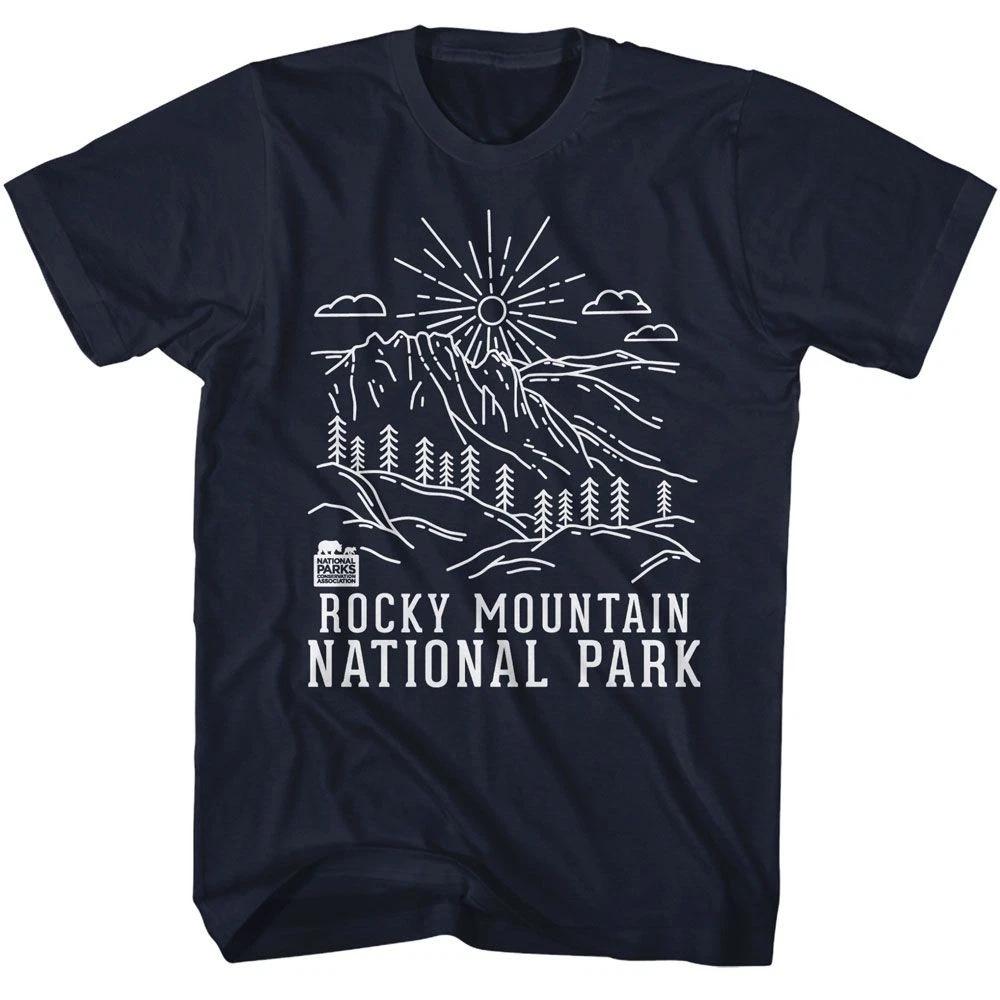 National Parks Rocky Mountain Minimal Line Art Navy Brands  Children s T-shirt 140