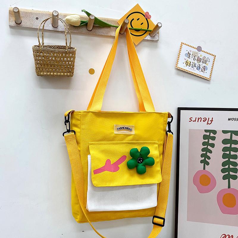 Trendy Large Capacity Canvas Tote Bag For Women In Fresh Summer Colors Ideal For Students