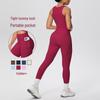Sutien Sport Antișoc și Pantaloni Yoga cu Talie Înaltă și Buzunare