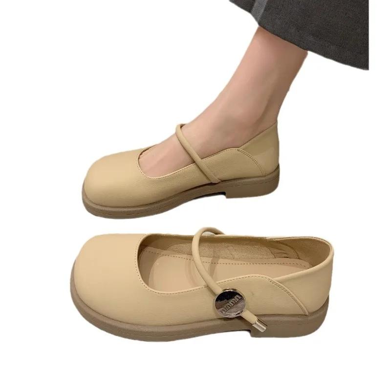 Mary Jane Flat Shoes for Women Spring and Summer New Style White Loafers with Skirt Gentle Small Leather Shoes