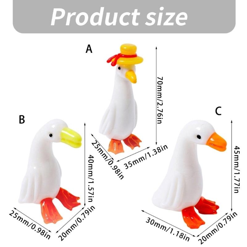 Glass Duck Miniature Statue Cute and Colorful Animal Figurine Decorations for Home Office and Garden Landscape Display