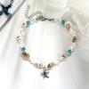 Modyle Vintage Silberfarbene Perlen Seestern Fußkettchen Für Damen Handgefertigt Perlen Fußkettchen Sommer Strand Fußschmuck