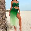 3Pcs/Set Swimsuit Set Bowknot Lace-up Ruffle Hem Sling Bra High Waist Swimming Trunks Side Drawstring Mesh Skirt Set Hot Spring Pool Swimwear