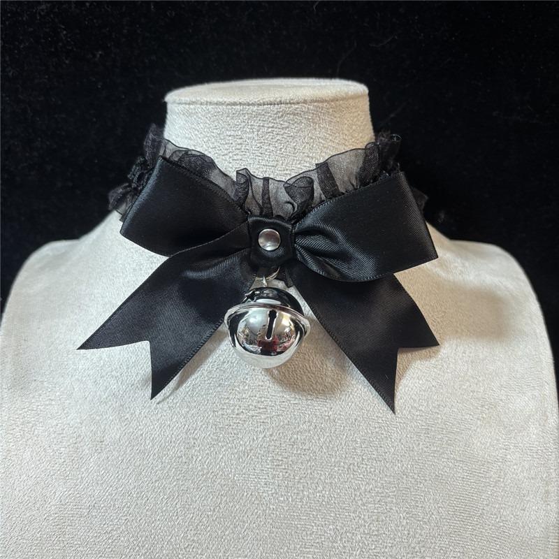 Bow Lace Bell Choker Clavicle Necklace Maid Cosplay Neck Accessories For Women