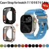 Hard PC Case+Silicone Strap For Iwatch Series 11 10 9 8 7 6 5 4 SE3 Sport Band Cover For Apple Watch 44/45/mm Bracelet Bumper