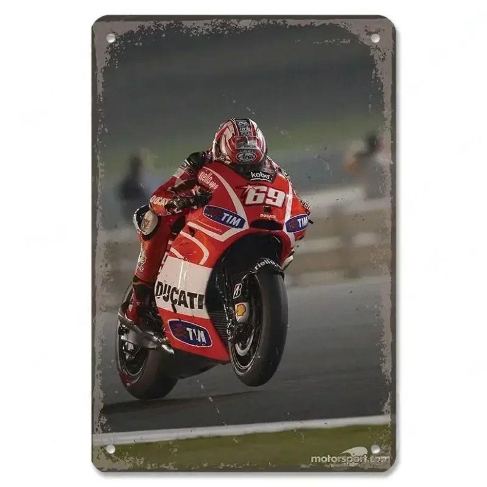 Placca in Latta Vintage Moto, Decorazione Garage Officina Dacha 20x30cm