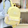 Schoolbag high-value plaid schoolbag women's new lace girl heart backpack Japanese sweet student travel backpack