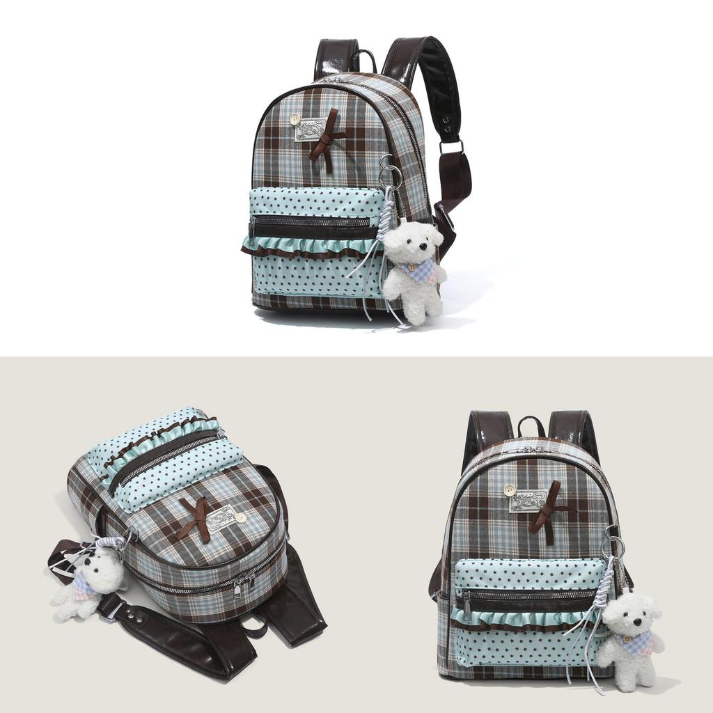 Pu Fashion College Style Backpack With Lace Detailing For Casual Daily Use