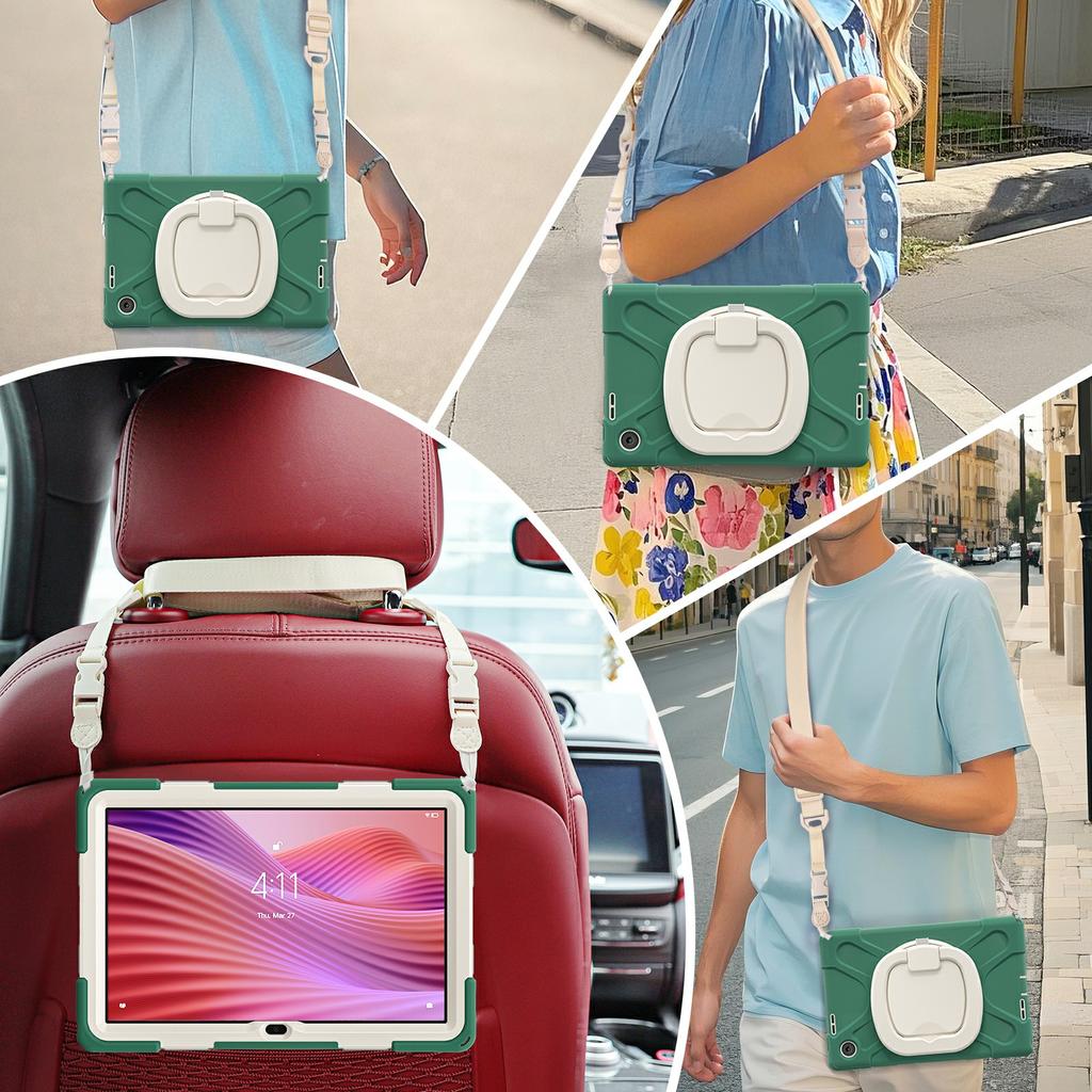 For Lenovo Tab 10.1 (2025) TB311XU2/Zhaoyang K10C Case with Shoulder Strap TPU + PC + Silicone Kickstand Tablet Cover