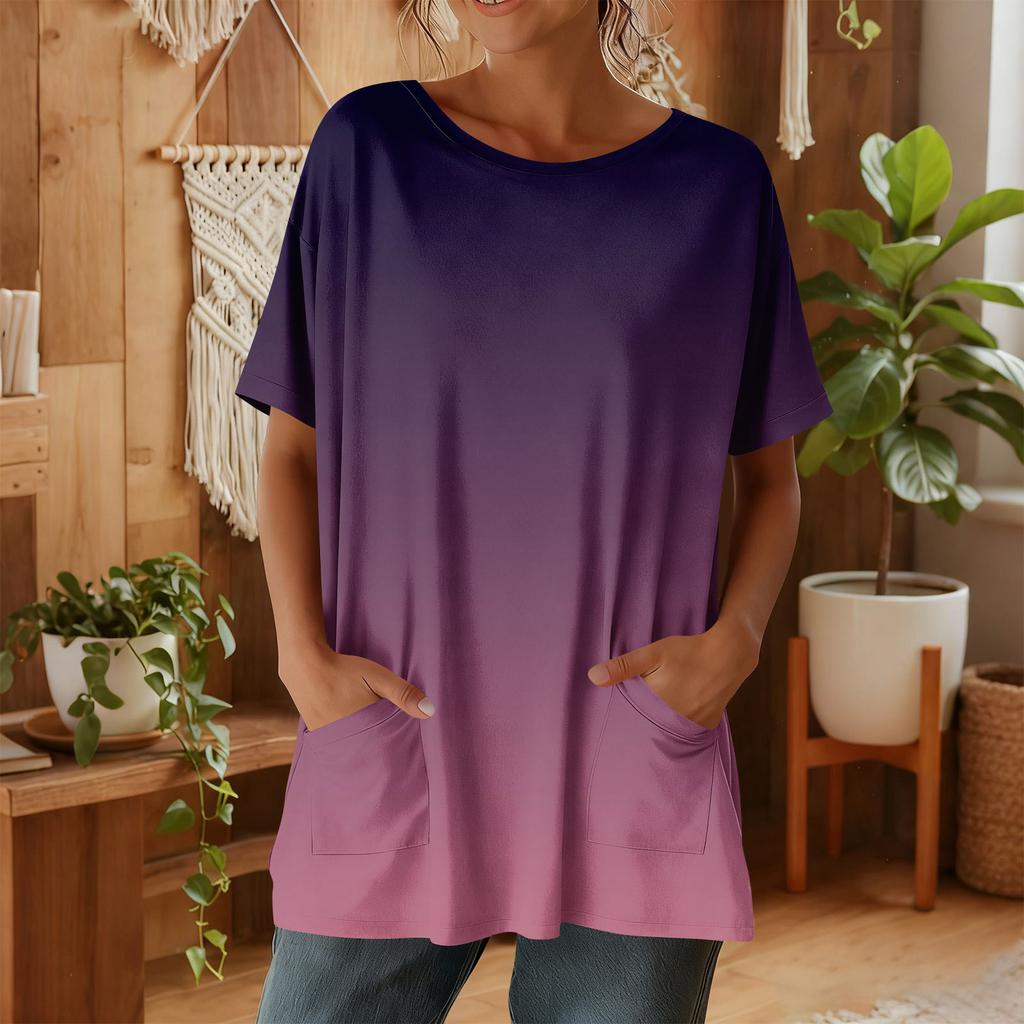 Top casual da donna alla moda a maniche corte con stampa floreale