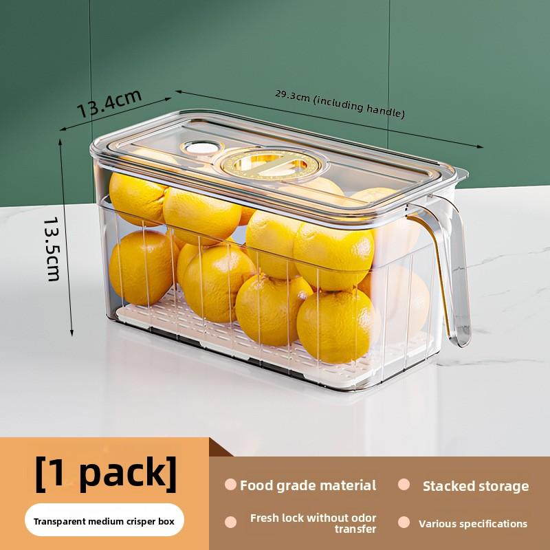 Refrigerator Sealing Belt Cover Plate with Handle Food Grade Stackable Fruit and Vegetable Preservation Box