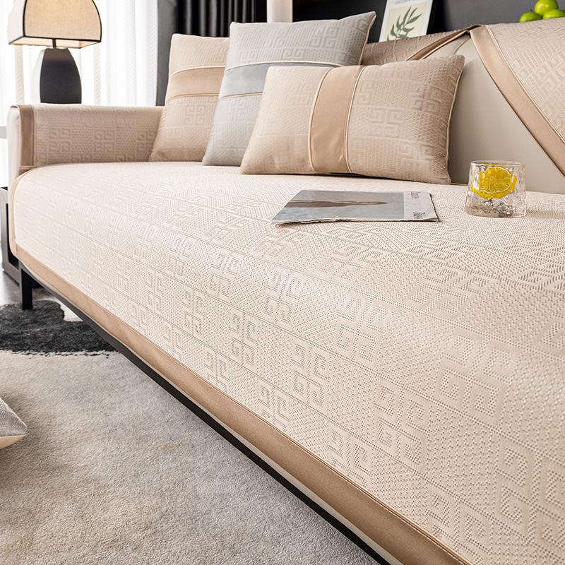 Black Technology Ice Silk Sofa Cushion Summer Mat Mat New Non-Slip Sofa Cover Light Luxury Wind Dust Cover