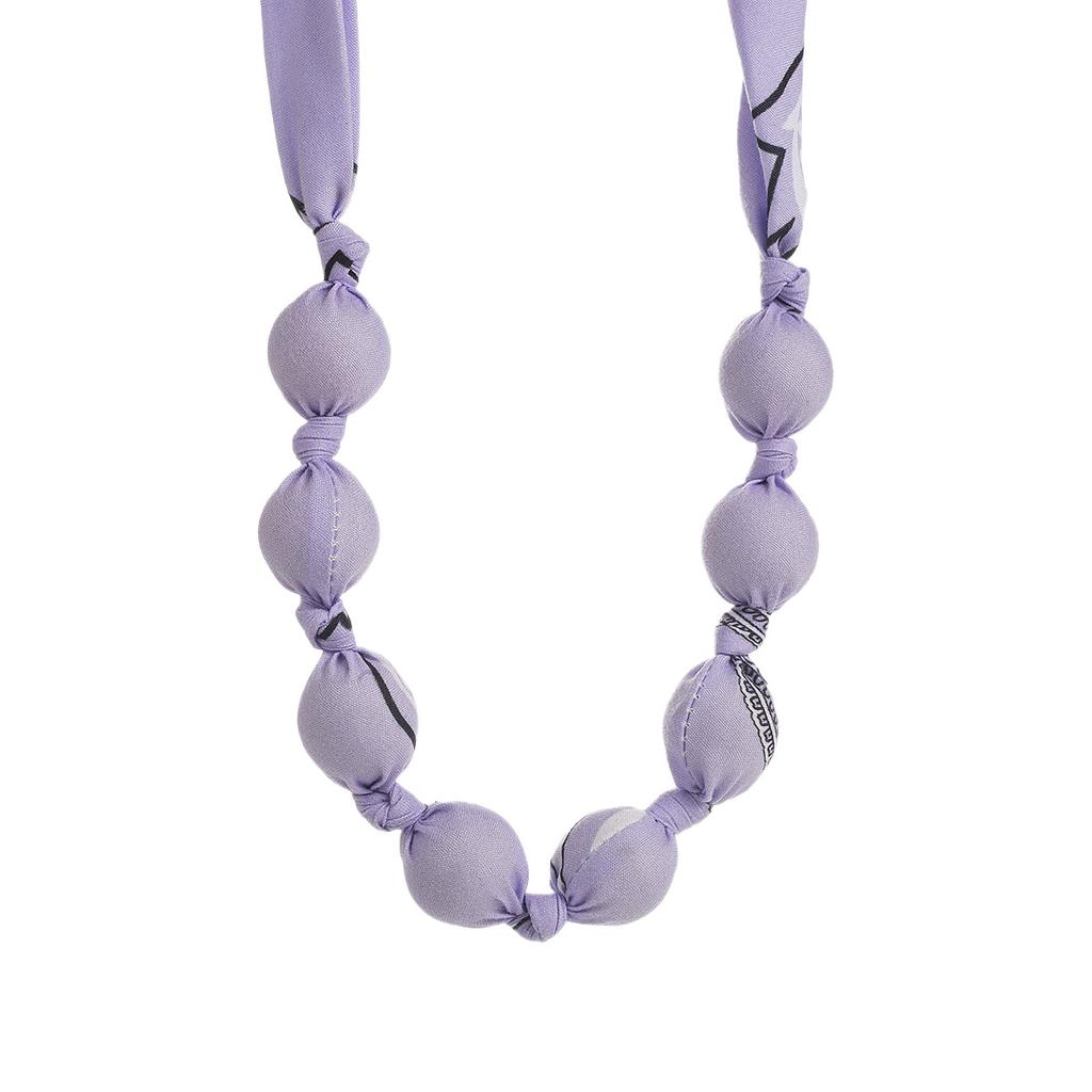 Fashion Bohemian Style Random Pattern Necklace Scarf With Beaded Stainless Steel Clavicle Chain Trendy Women Jewelry