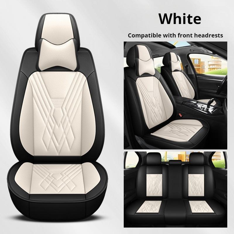 Full Set 5-Seat Premium Nappa Leather Car Seat Covers with 2 Headrest Breathable and Waterproof Seat Covers for Most Cars