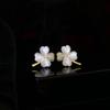 Korea  Fashion Jewelry Exquisite Zircon Opal Four Leaf Clover Flower Earrings Simple Elegant Women's Daily Work Accessories