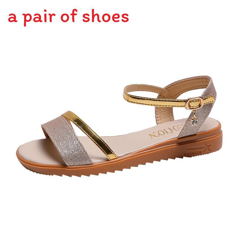 Sporty Flat Sandals For Women With Pu Material And Elevating Buckle For Summer Casual Wear