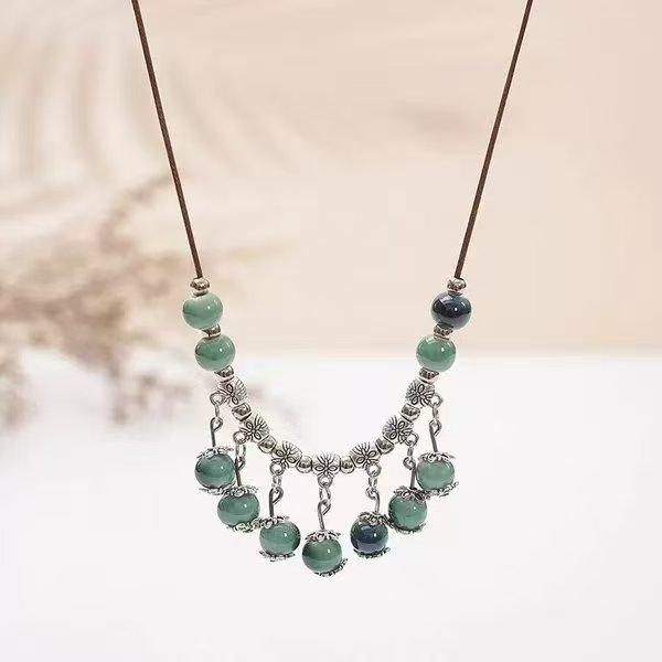 Qingge Ethnic Style Necklace, Retro Versatile Butterfly Color Glaze Pendant, Sweater Chain, Changchun Summer, Women'S Land